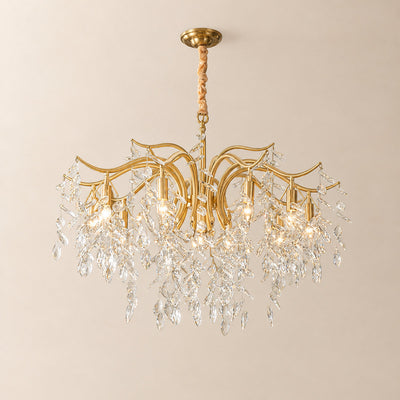 Hanging Crystal and Brass Chandelier