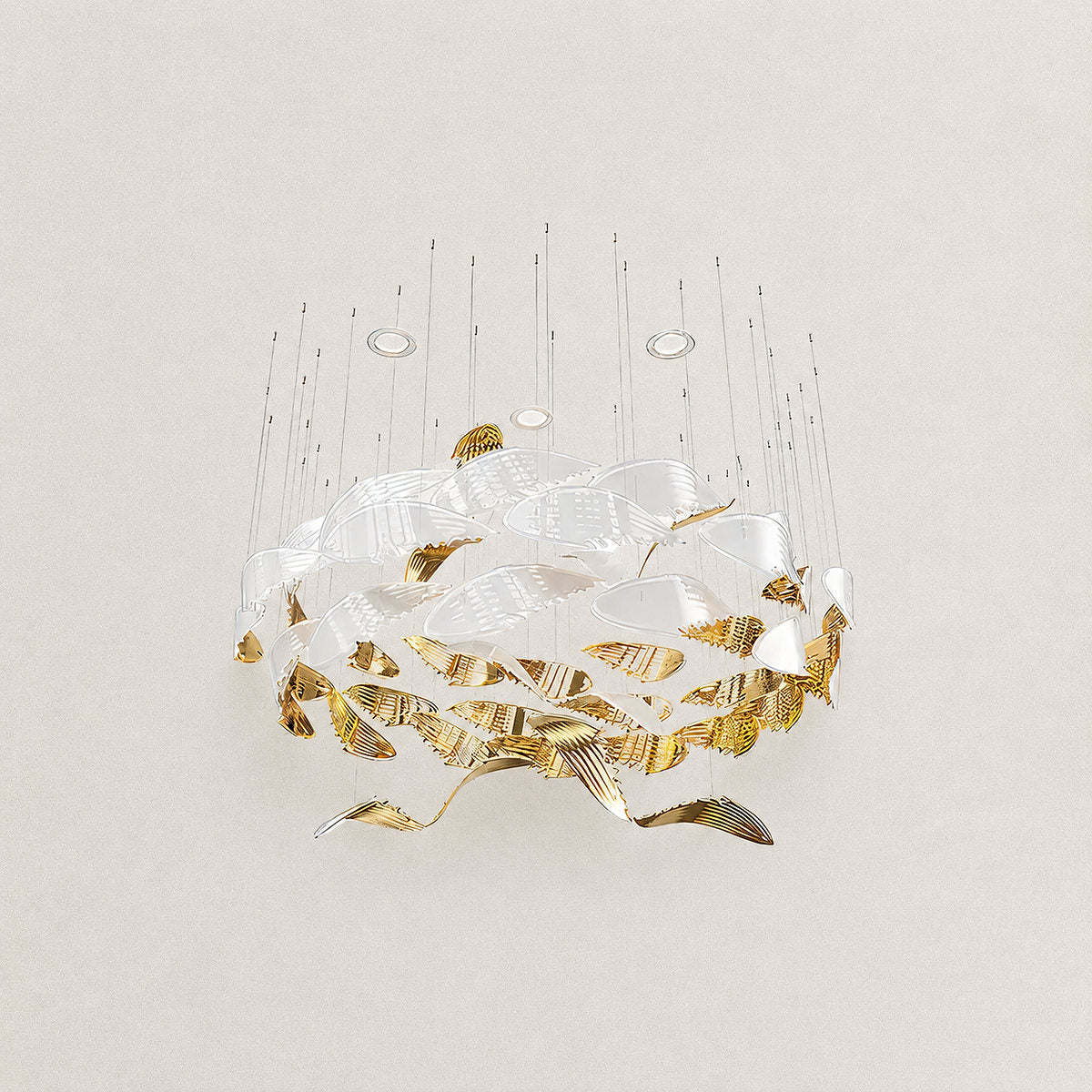 Tricolordeer Layered Glass Round LED Chandelier