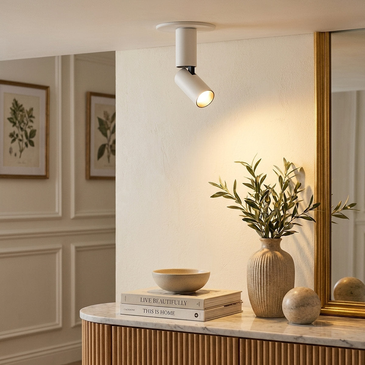 Julian Adjustable Surface Downlight Wall Lamp, 1.7-Inch x H 6.2~22.9-Inch, White, Warm Light for Bedroom & Living Room