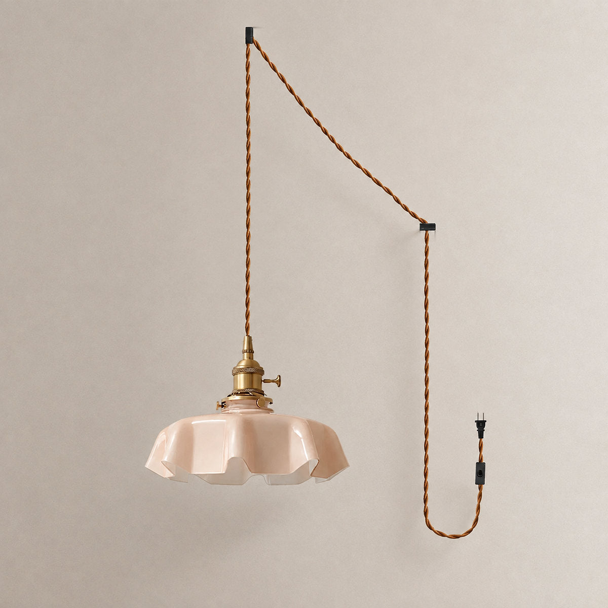 Pleated Glass Dome Swag Pendant Light