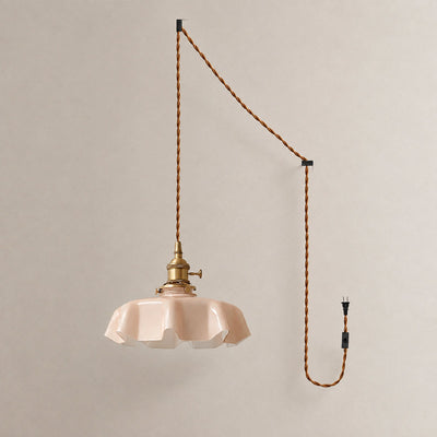 Pleated Glass Dome Swag Pendant Light