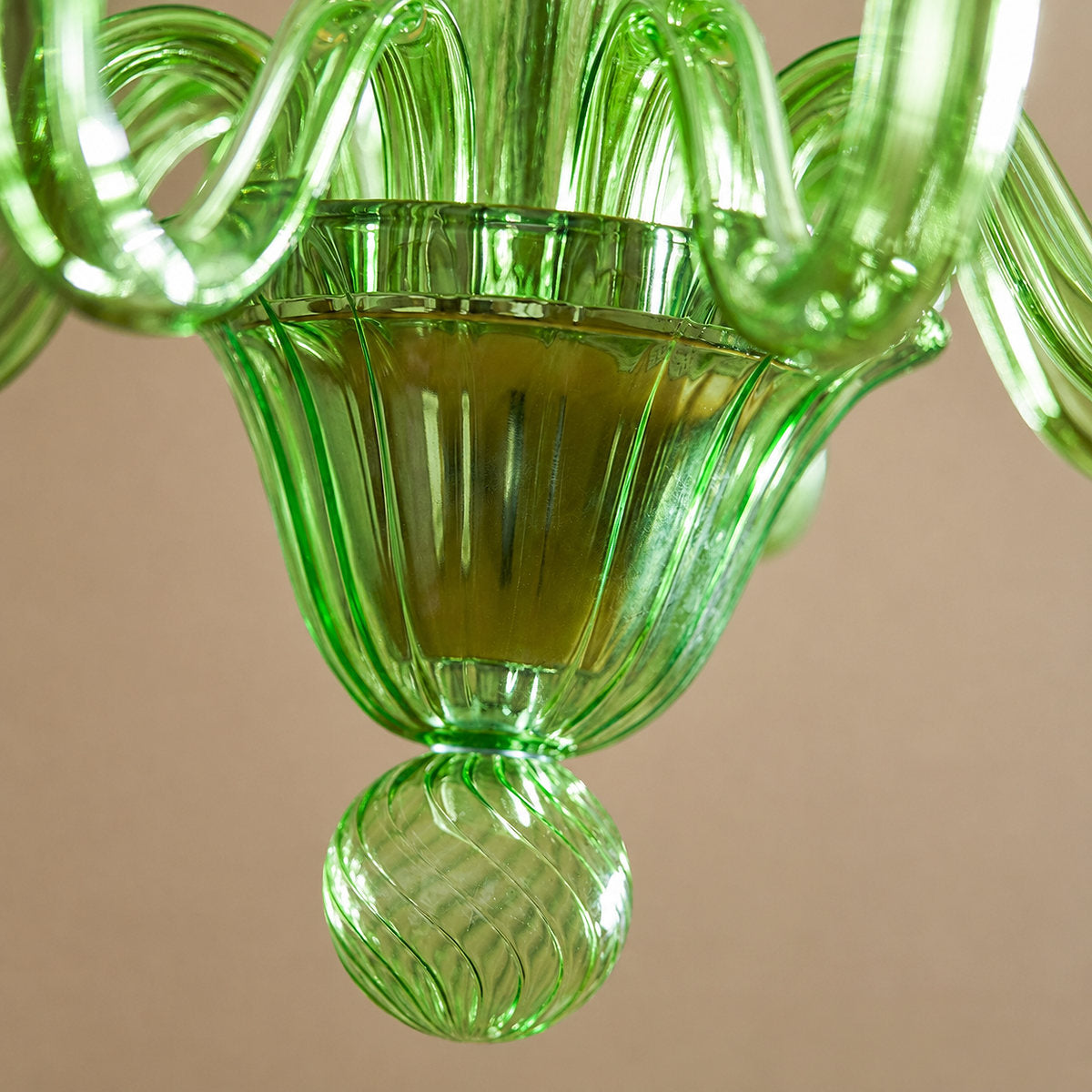 Liquid Green Hand-Blown Glass Chandelier