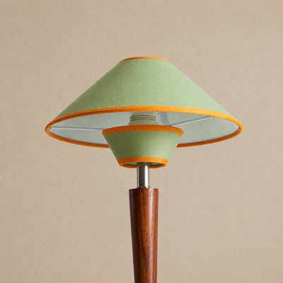 Tricolordeer Walnut Wood and Fabric Table Lamp