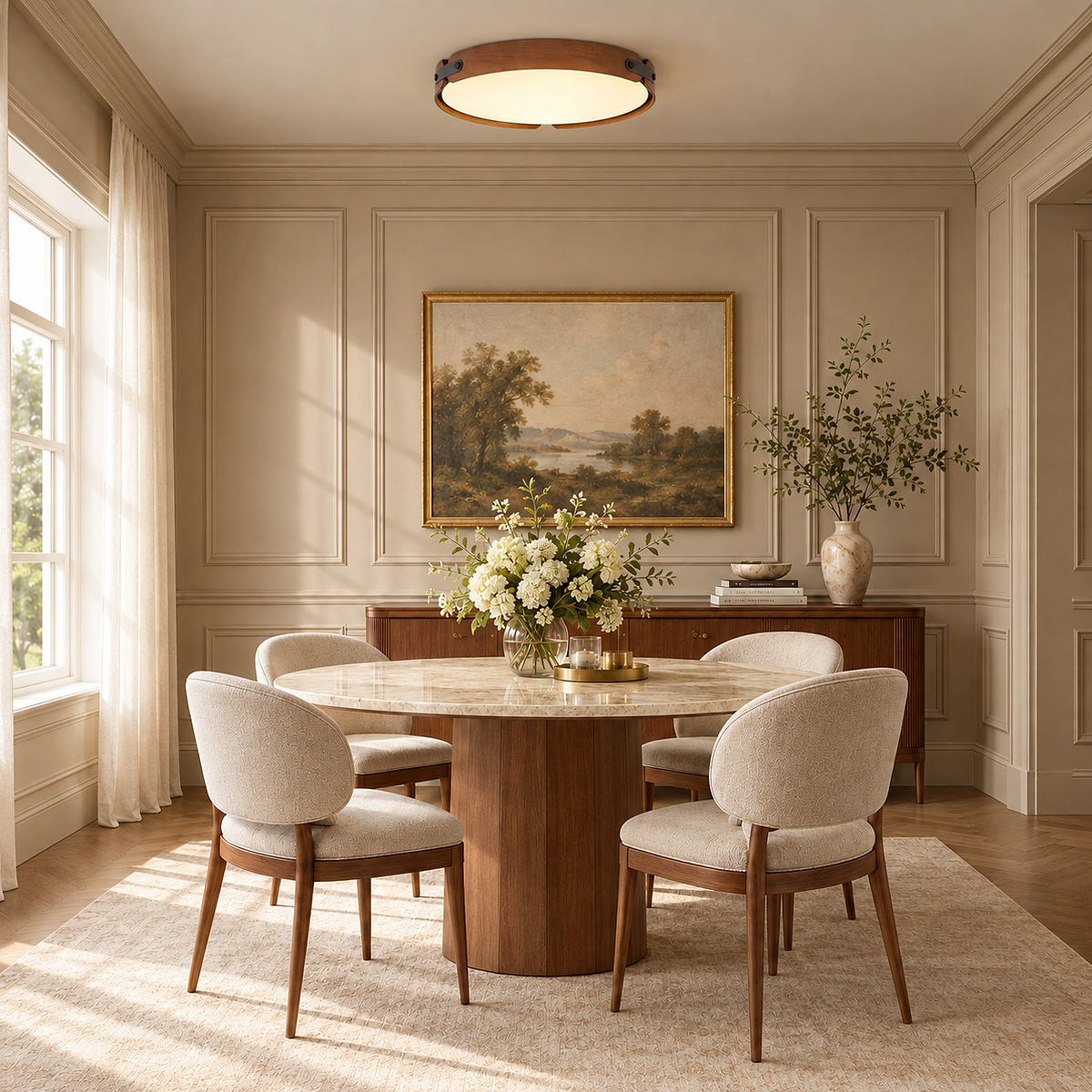 Acrylic Ceiling Light in Wood and Walnut Finishes