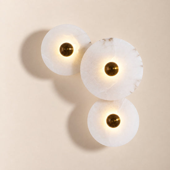 Nayra Alabaster Wall Lamp, 7.9~13.8-Inch, White & Bronze, Triac Warm Dimming for Living Room & Dining Room