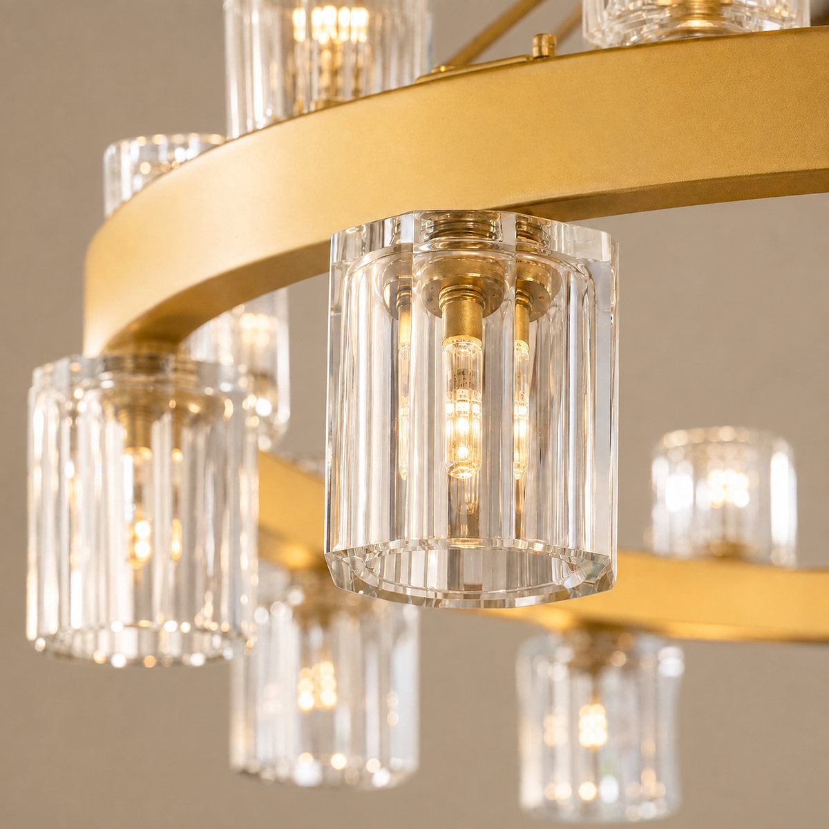 Tricolordeer Brass Ring Chandelier with 48/60 Lights (Brushed Brass / Matte Black)