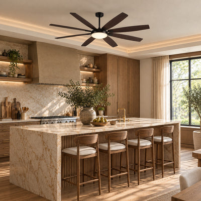 Eight-Blade LED Disc Ceiling Fan in Walnut