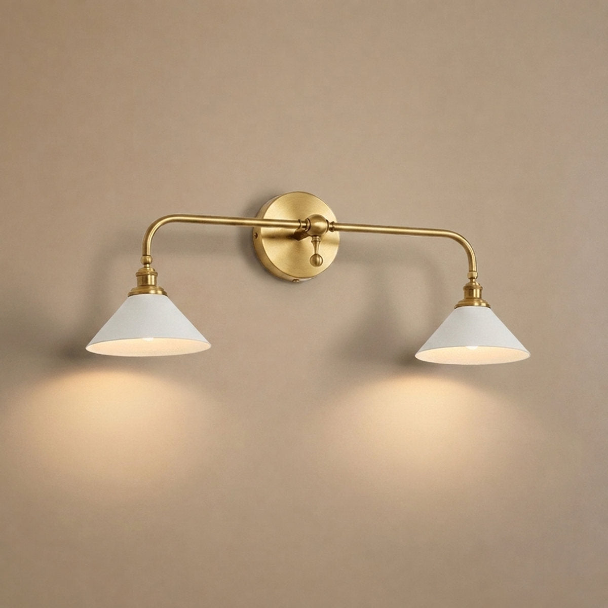 Bridgemont Wall Lamp, 9.1-Inch, Brass & White for Living Room