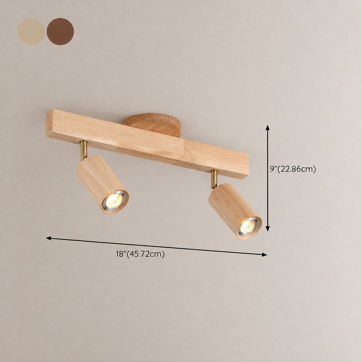 Natural Wood Beam Light Spotlight, L 5.1~47.2-Inch x H 8.7-Inch, Wood, Warm Light for Living Room & Bedroom
