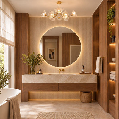 Sculptural Petal Glass Brass Chandelier
