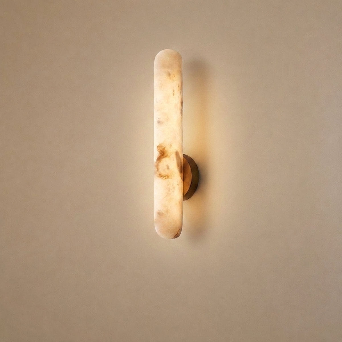 Alabaster Rod Wall Lamp, 1.9-Inch x H 15.7~23.6-Inch, Brass & White, Warm Light for Living Room & Dining Room