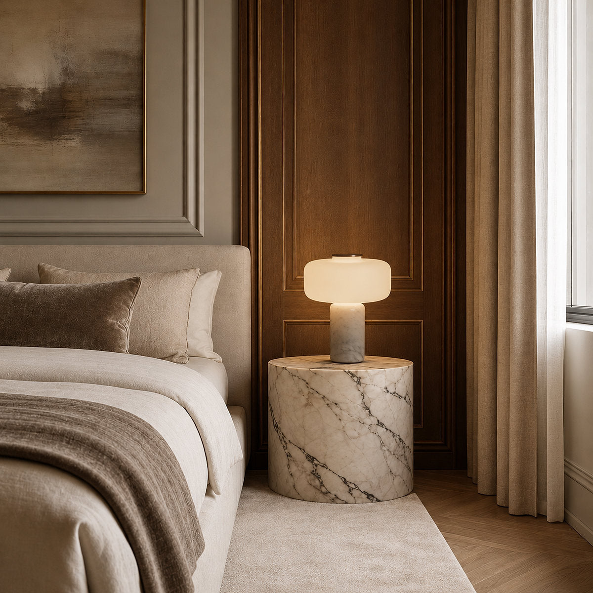 Tricolordeer Marble and Glass Table Lamp