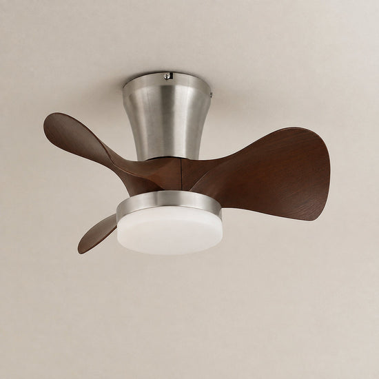 Arvento Ceiling Fan Light, 22-Inch x H 11.8-Inch, Walnut Wood & Nickel, Three-Color Light for Living Room