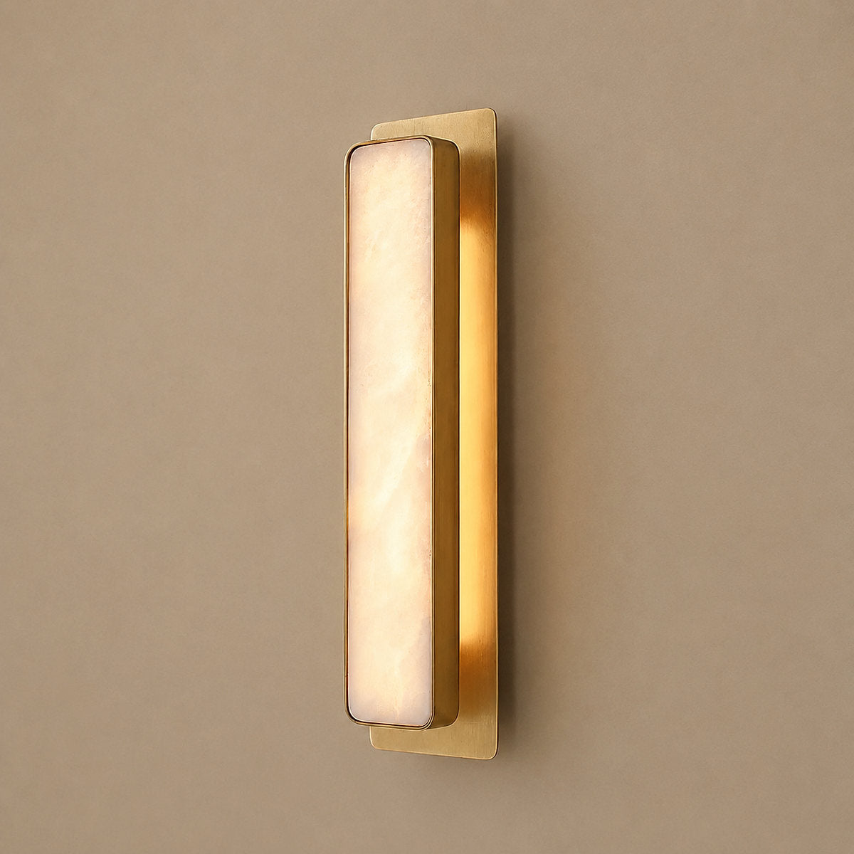 Velmora Alabaster Wall Lamp, 5.1-Inch x H 20.1-Inch, Gold & White, Warm Light for Living Room & Dining Room