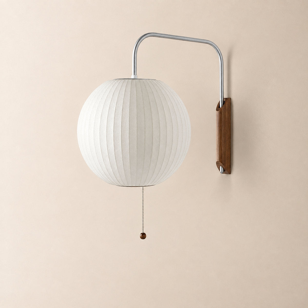 Organic Bubble Wall Lamp, 11-Inch x H 15.7-Inch, White & Walnut wood for Living Room
