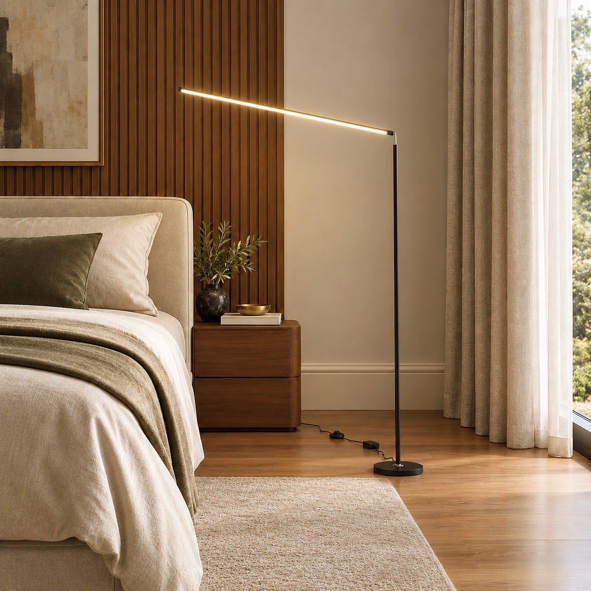 Linear Minimalist LED Reading Floor Lamp