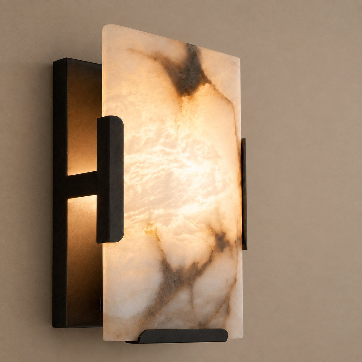 Contemporary Brass Alabaster Wall Sconce