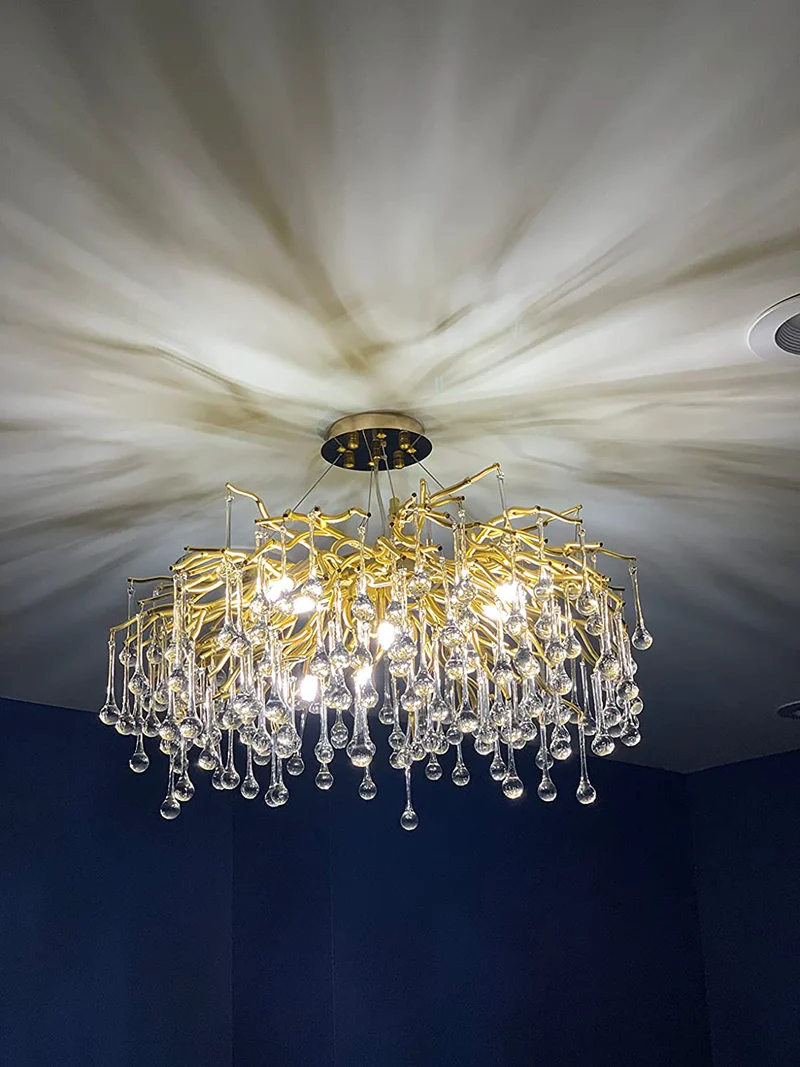 Stunning Tree Branch Crystal Chandelier with Clear Teardrop-shaped for Living/Dining Room
