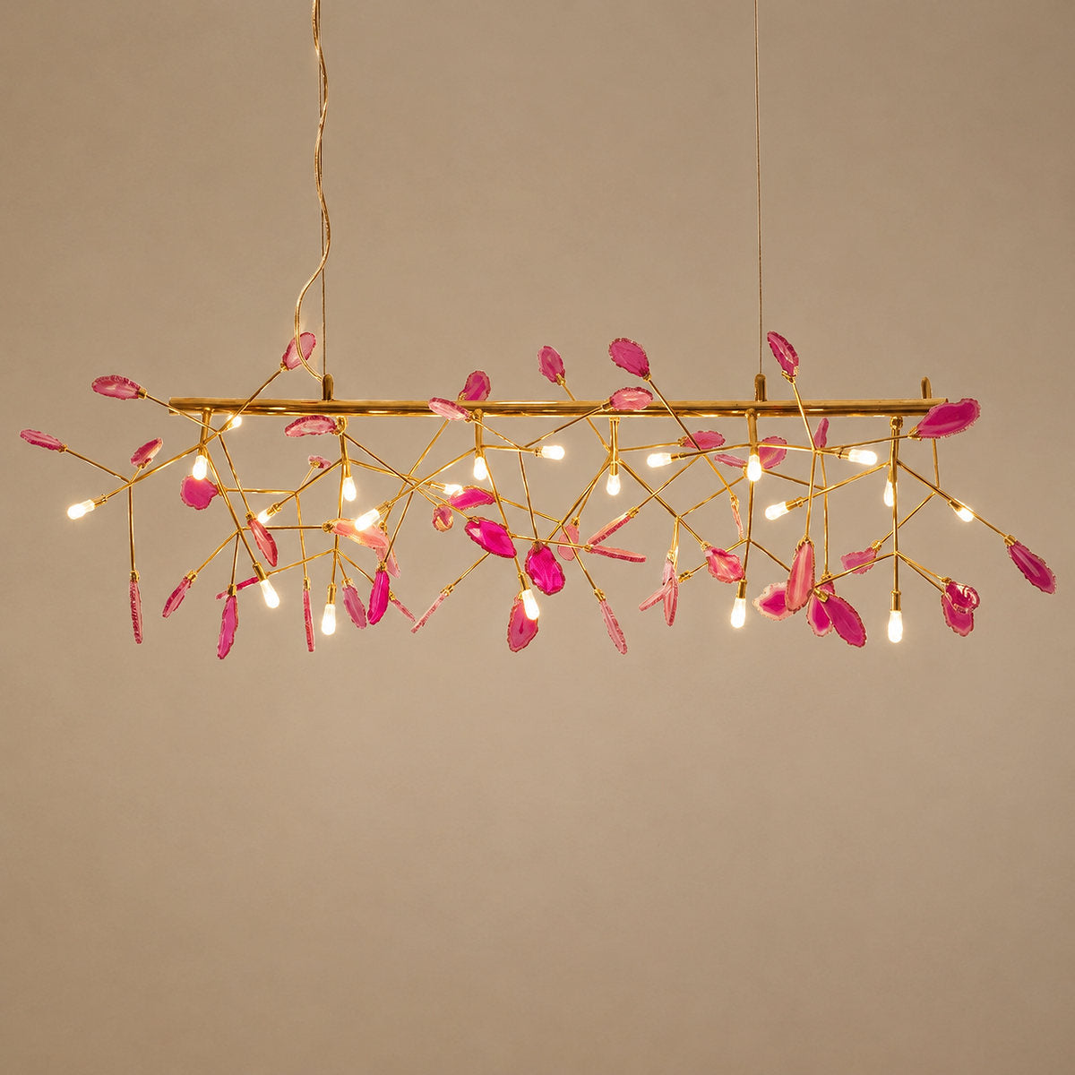 Rose Gold Chandelier with Natural Stone Slices