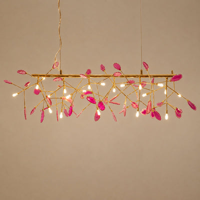 Rose Gold Chandelier with Natural Stone Slices