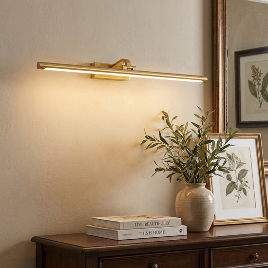 Walnut Color Linear LED Wall Lamp, 15.7~27.5-Inch x H 3.3-Inch, Walnut, Warm Light for Living Room & Dining Room