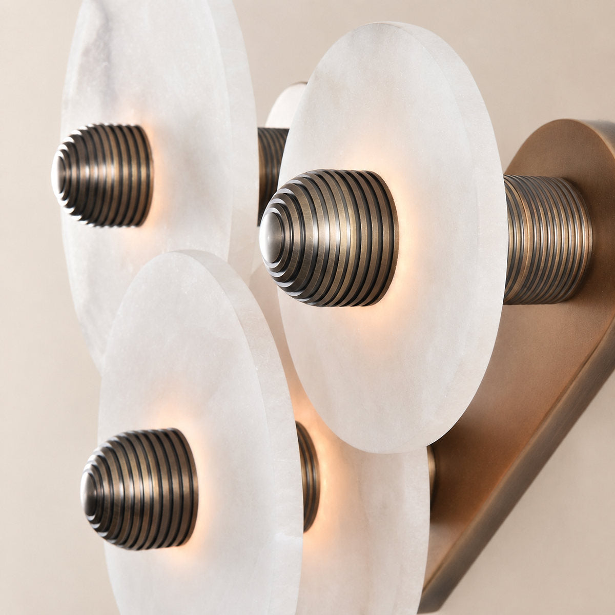 Nayra Alabaster Wall Lamp, 7.9~13.8-Inch, White & Bronze, Triac Warm Dimming for Living Room & Dining Room