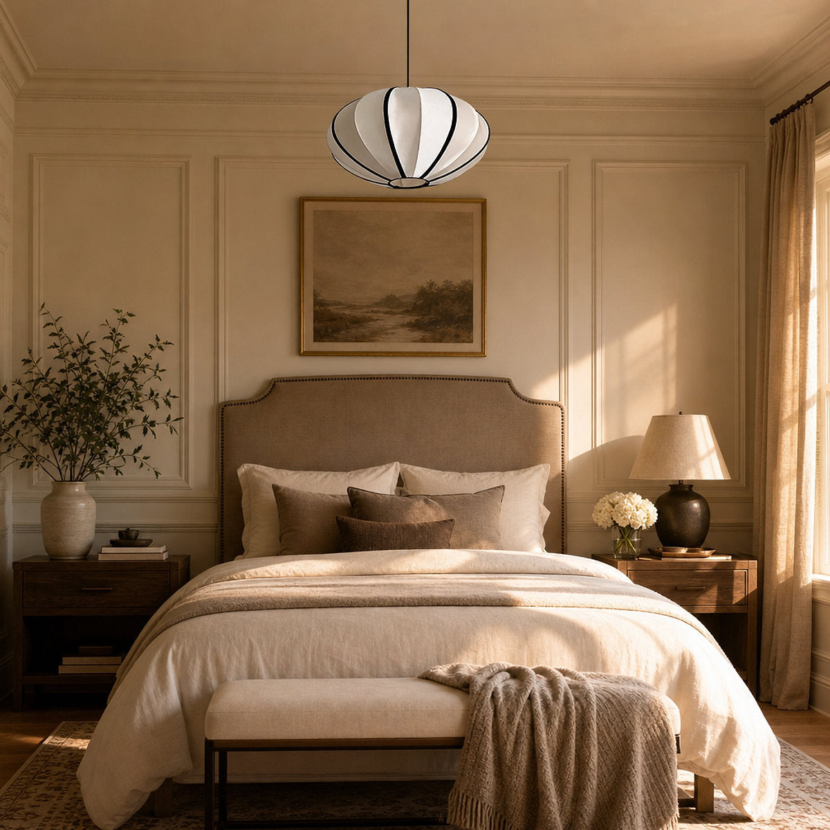 Japandi Fabric Lantern Pendant Light Bed Room & Living Room