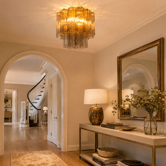 Radial Starburst Glass Ceiling Lamp