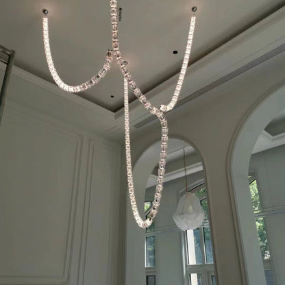 Luxury Crystal Beaded Long Chandelier for High Ceiling 12ft/10ft（customize）