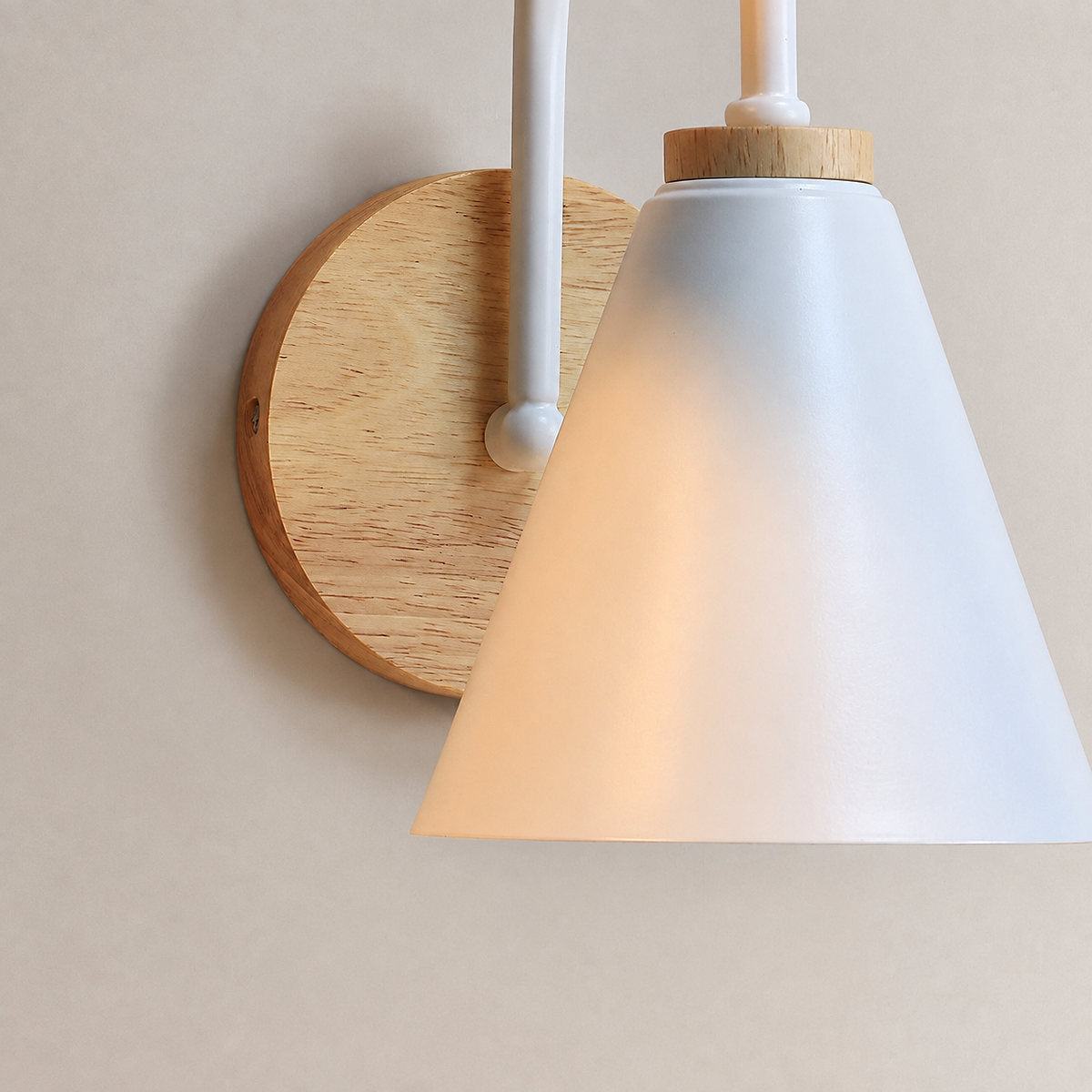 Kona Nordic Wall Lamp, 5.9-Inch x H 9.4-Inch, Wooden ＆ White for Living Room