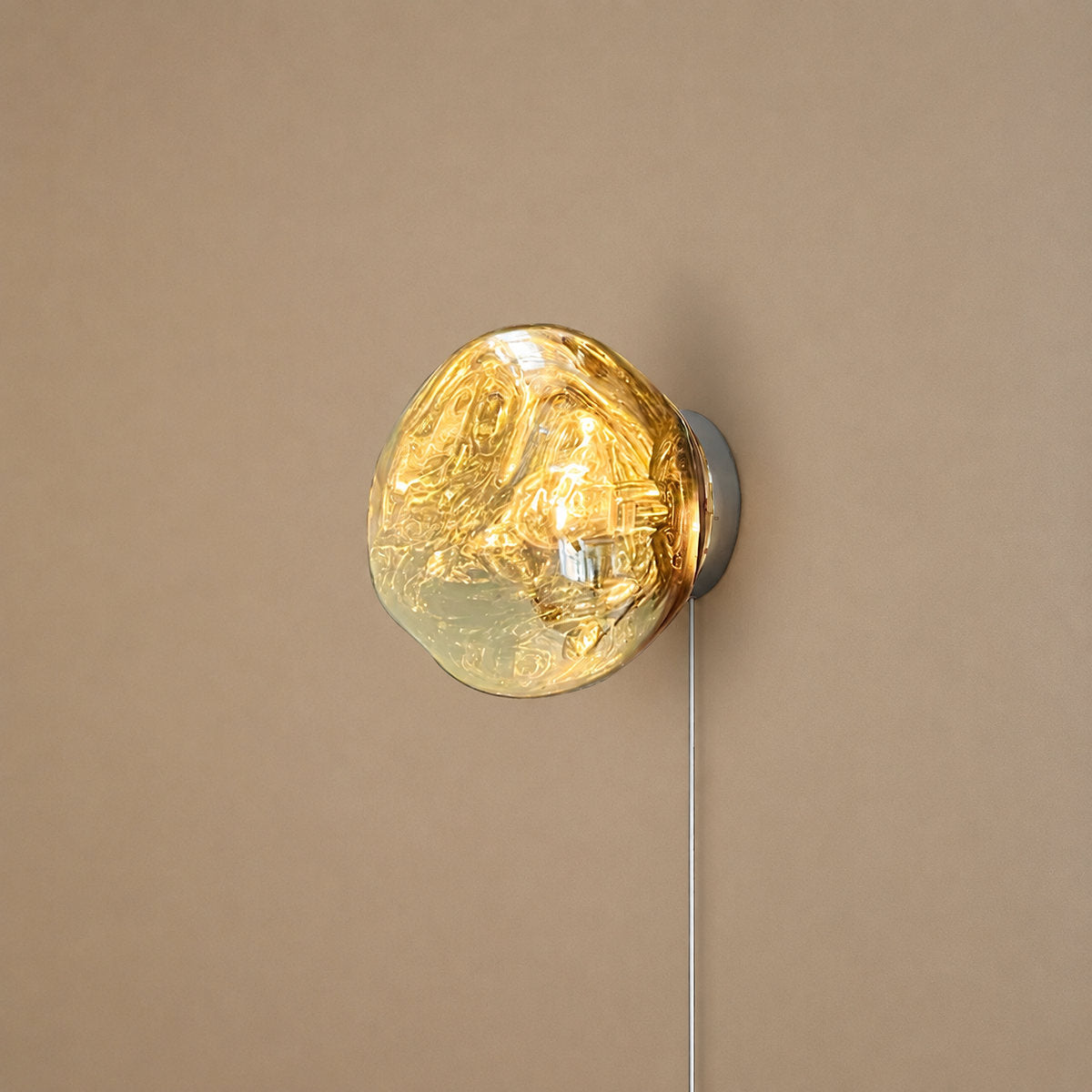 Lava Plug-in Wall Lamp, 7.1~11-Inch x H 7.5~11.4-Inch, Gold, US Plug for Bedroom & Living Room