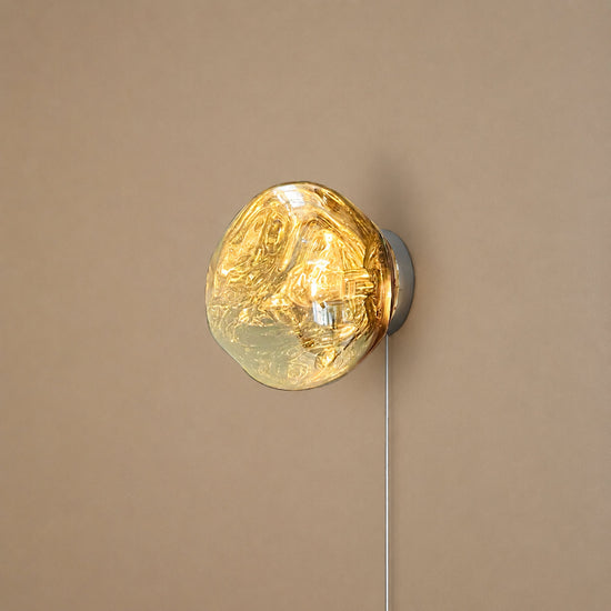 Lava Plug-in Wall Lamp, 7.1~11-Inch x H 7.5~11.4-Inch, Gold, US Plug for Bedroom & Living Room