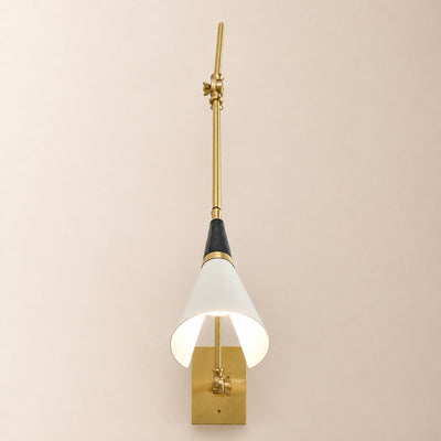 Magari Wall Lamp, L 29.1-Inch x H 26-Inch, White & Black & Brass for Living Room