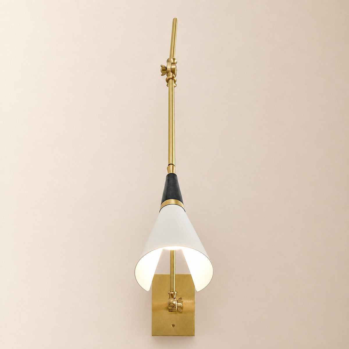 Magari Wall Lamp, L 29.1-Inch x H 26-Inch, White & Black & Brass for Living Room