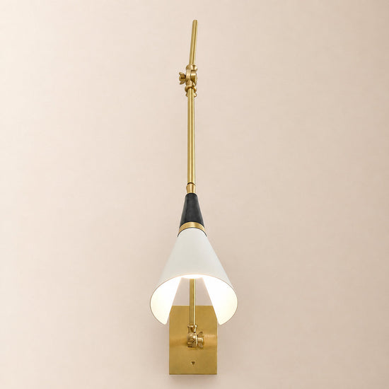 Magari Wall Lamp, L 29.1-Inch x H 26-Inch, White & Black & Brass for Living Room