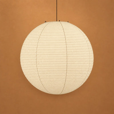 Round Sculptural Bamboo Pendant Light Warm Light for Dining Room & Bedroom