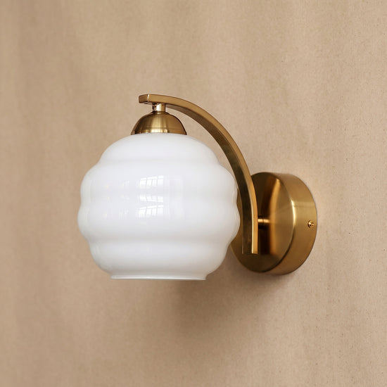 Art Deco Plug-in Wall Lamp, 5.9-Inch x H 6.3-Inch, Gold+Beige, US Plug for Bedroom & Living Room