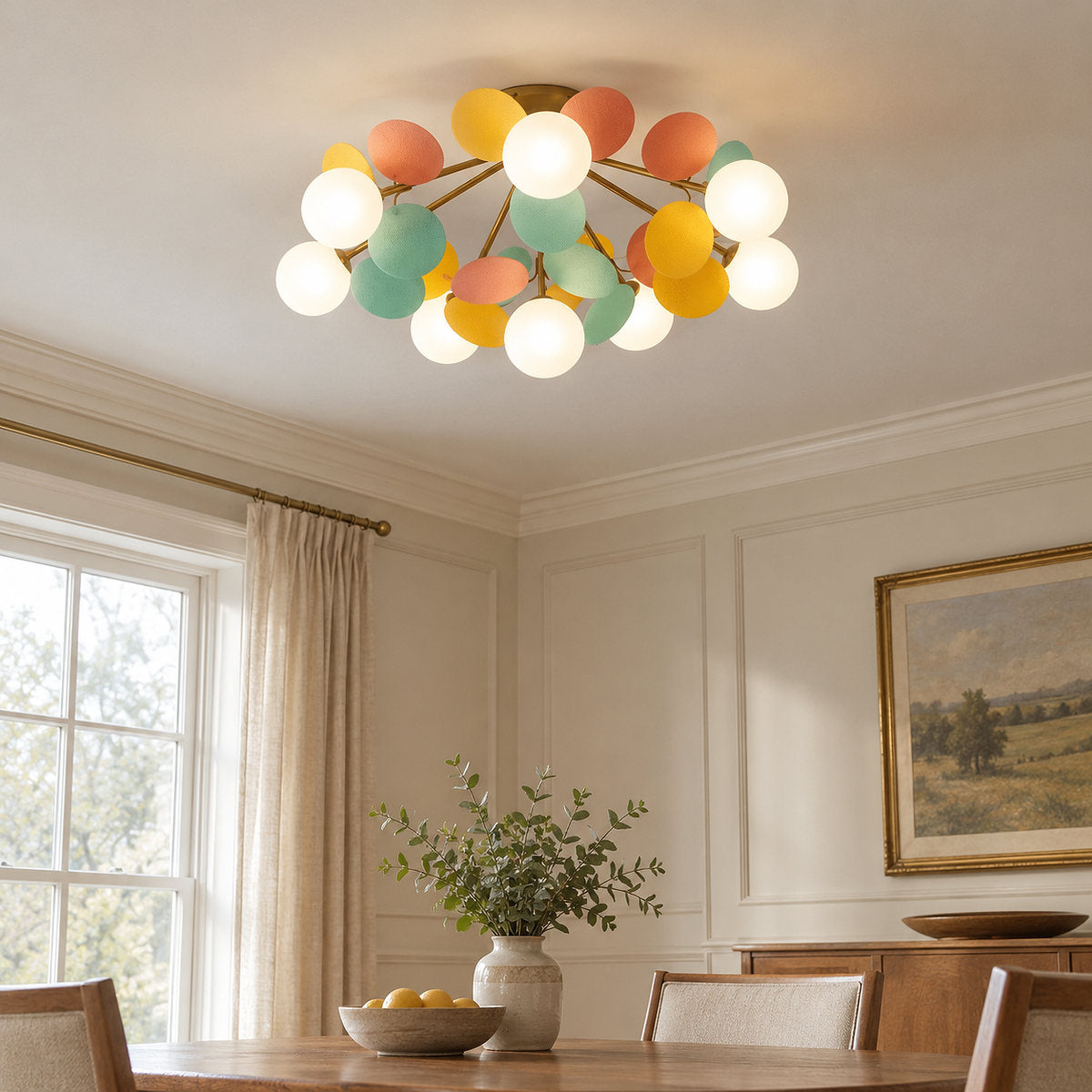 Round Macaron Ceiling Light, 20.5-Inch x H 12.5-Inch for Living Room