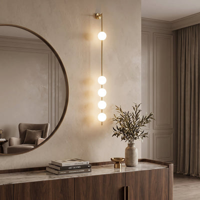 Vertical Balls Wall Lamp, 4.7-Inch x H 40.6~72.8-Inch, Triac Warm Dimming for Living Room & Dining Room