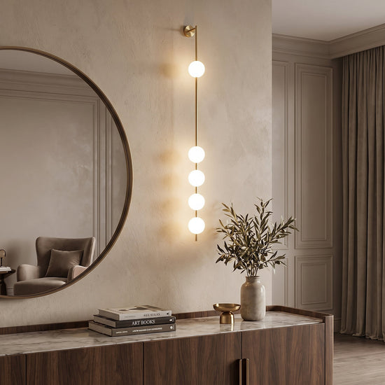 Vertical Balls Wall Lamp, 4.7-Inch x H 40.6~72.8-Inch, Triac Warm Dimming for Living Room & Dining Room