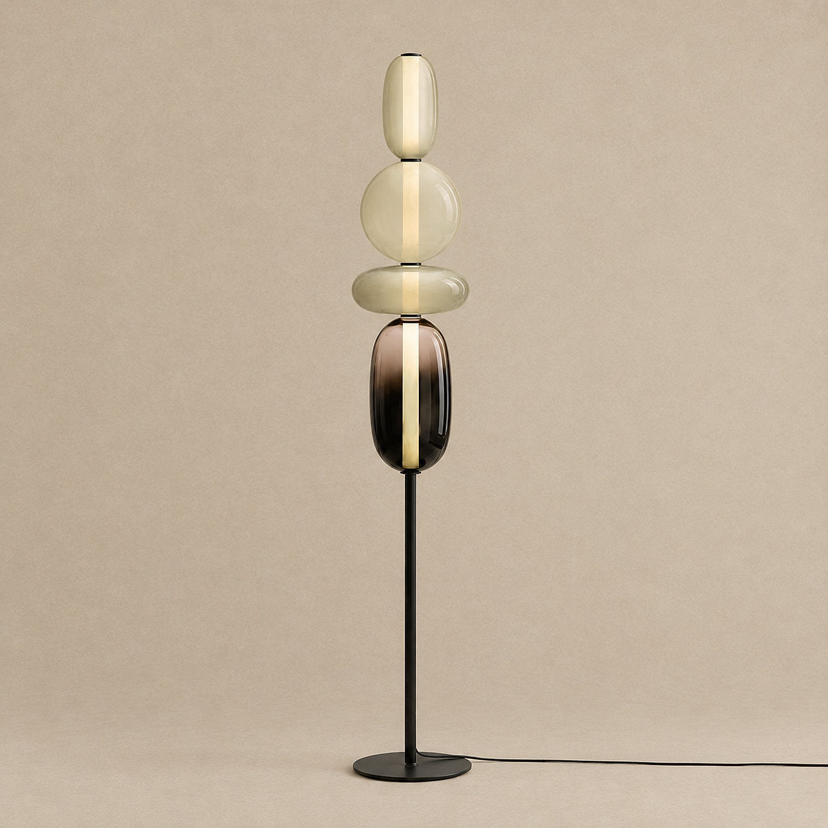 Artisan Hand-Blown Glass Stacked Floor Lamp