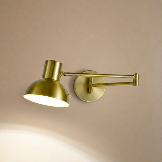 Adjustable Arm Reading Wall Lamp, L 14.6-Inch x H 5.9-Inch, Black & Gold for Bedroom & Living Room
