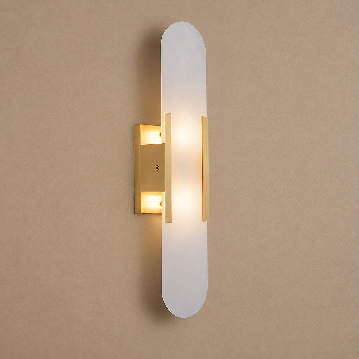Oblong Alabaster Wall Lamp, 3.9-Inch x H 13.8~19.7-Inch, Black for Living Room & Dining Room