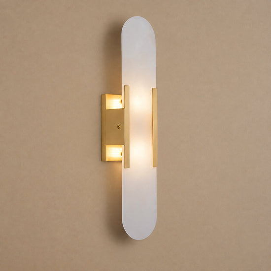 Oblong Alabaster Wall Lamp, 3.9-Inch x H 13.8~19.7-Inch, Black for Living Room & Dining Room