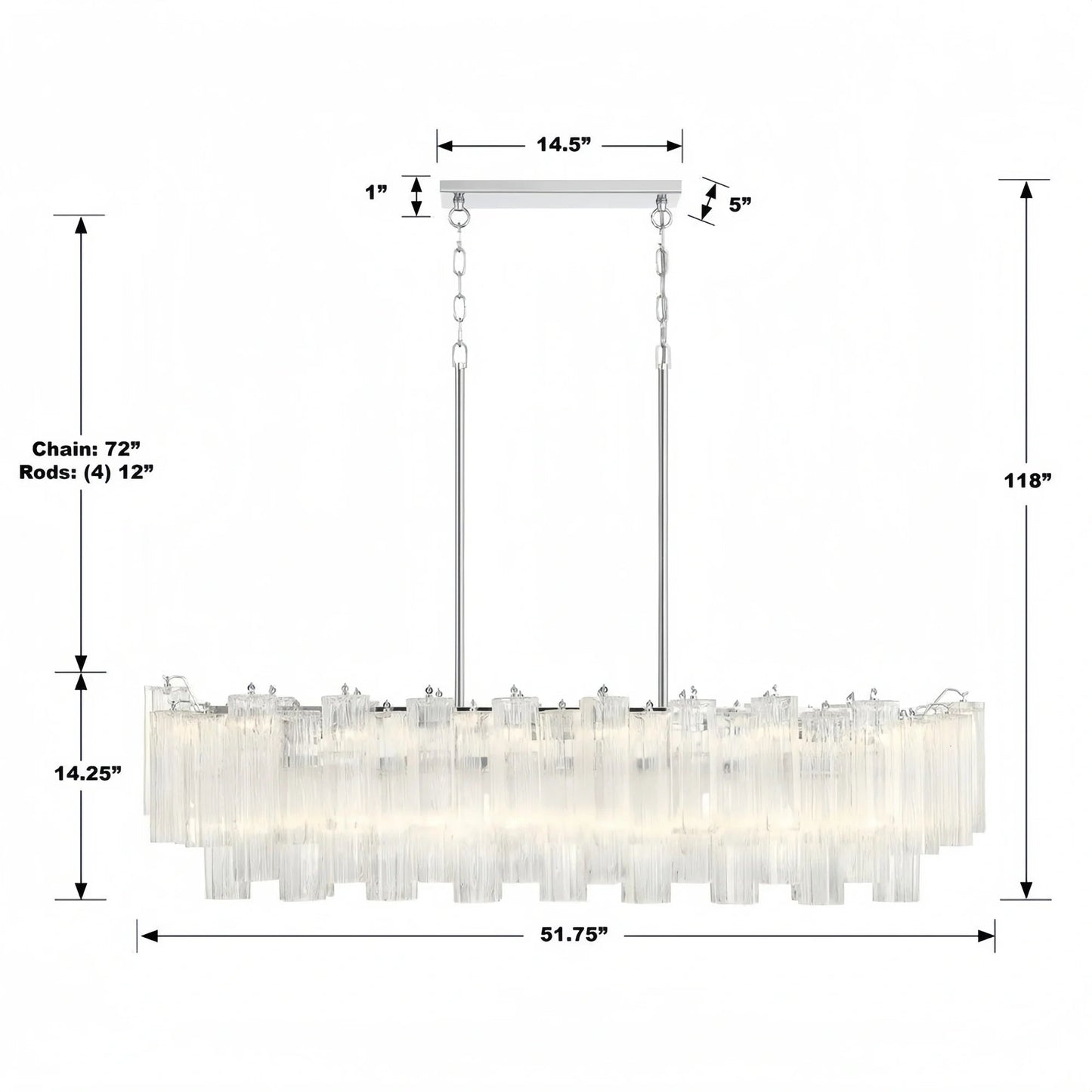 Addis 51'' Modern Linear Chandelier for Dining Room