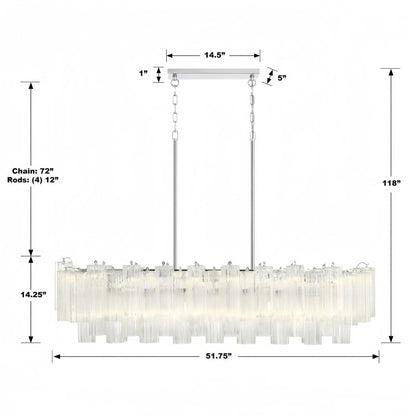Addis 51'' Modern Linear Chandelier for Dining Room