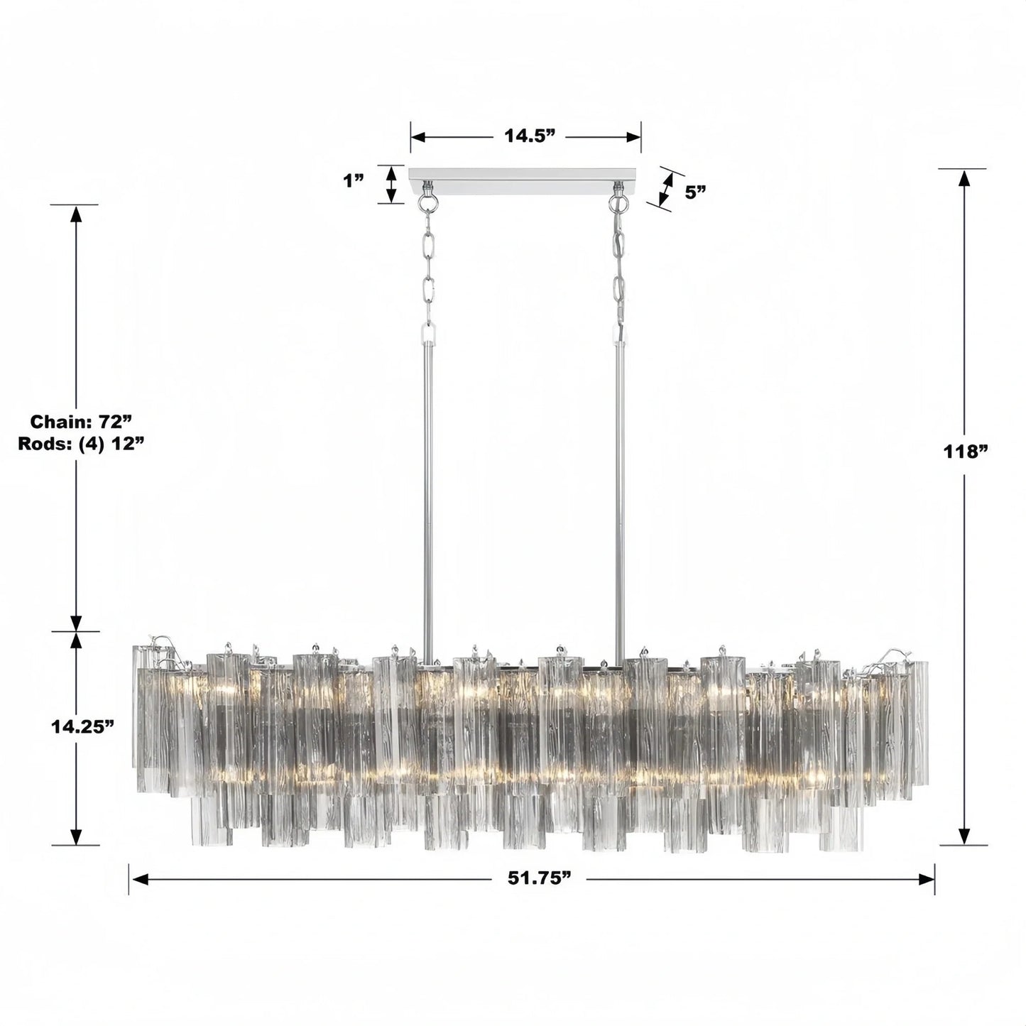 Addis 51'' Modern Linear Chandelier for Dining Room