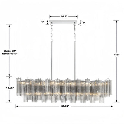 Addis 51'' Modern Linear Chandelier for Dining Room