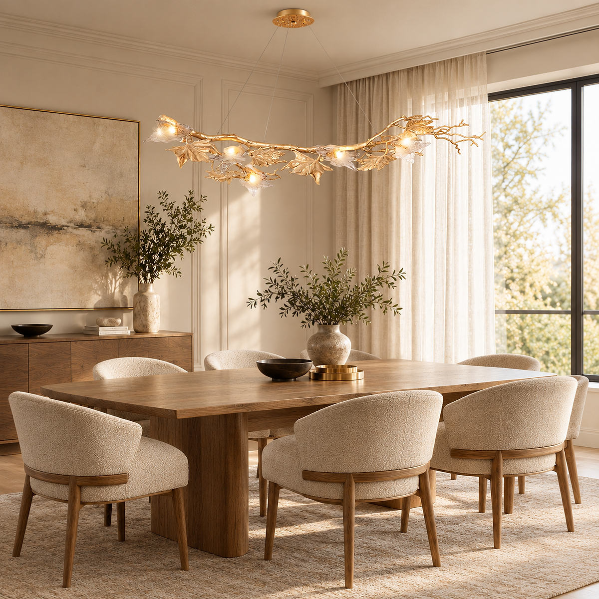 Tricolordeer Brass Maple Leaf Pendant Light