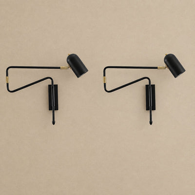 Adjustable Arm Reading Wall Lamp, L 14.6-Inch x H 5.9-Inch, Black & Gold for Bedroom & Living Room